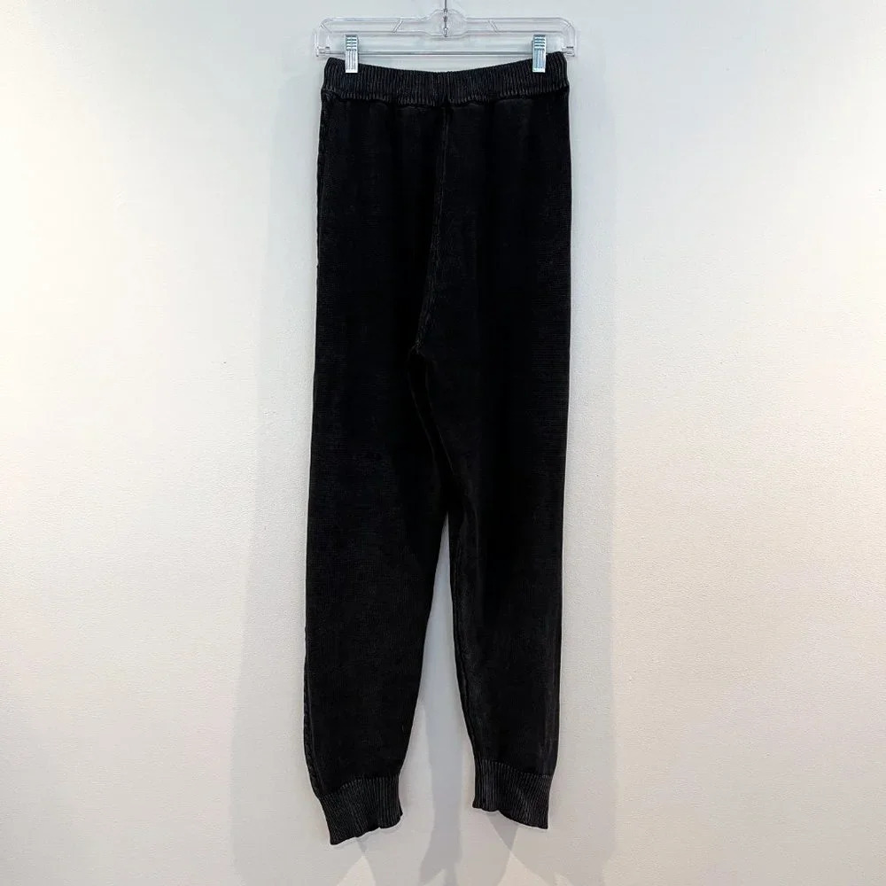 BACIO Gray Drawstring Side Cable Knit Baggy Leg Designer Sweatpants Joggers L - Picture 6 of 7